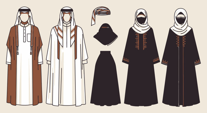 Traditional Arabic and Islamic clothing for men and women