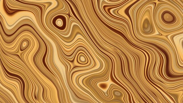 Intricate Antique Copper Foil Caramel Gold Swirling Fluid Alloy Simulation Loop