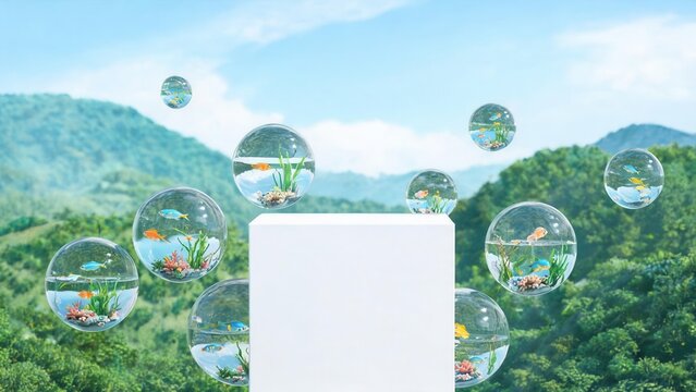 Floating fish tanks in nature