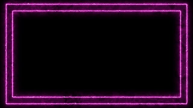 Abstract Glowing Purple Frame on Black Background with Neon Light Lines, Vibrant Energy Waves, Colorful Texture, Modern Wallpaper Design and Blank Copy Space Illustration