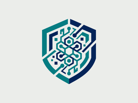 Secure Digital Shield Technology Emblem Modern Geometric Security Icon
