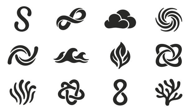 Nature abstract symbols representing elements and life