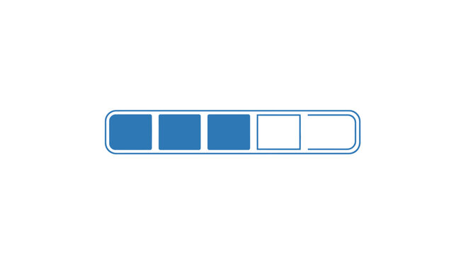 Clean four step progress bar with three filled blue segments and one empty white segment on light