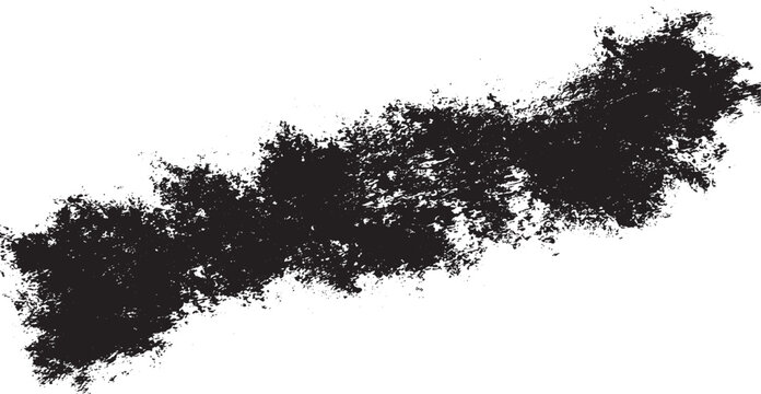 Black ink brush stroke texture painted with a dry sponge isolated on transparent background, Vector