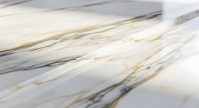 Seamless pattern of white marble with gold veins