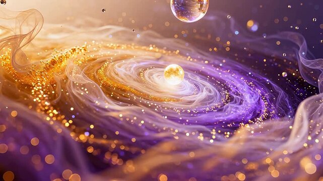 Cosmic galaxy with swirling nebula
