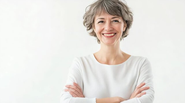 Mature woman smiling face portrait