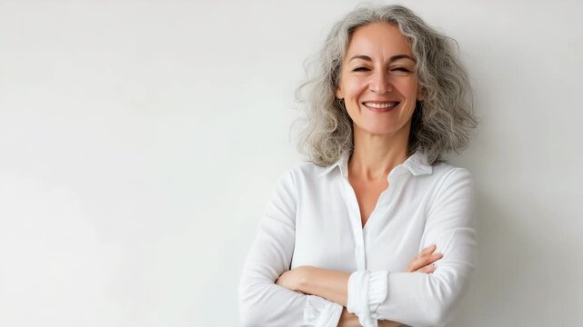 Mature woman smiling face portrait