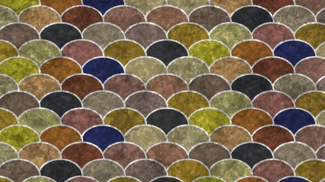Multi-colored fan-shaped stone mosaic pattern 4K