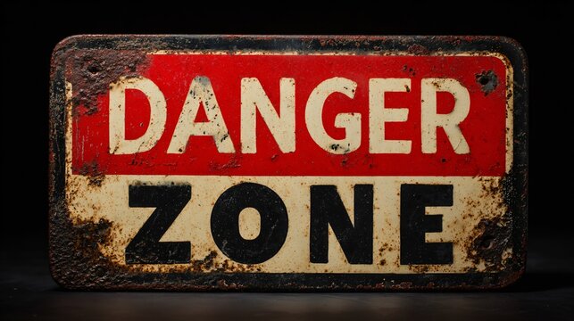Vintage Rustic Danger Zone Warning Sign Metal Industrial Background Retro Style