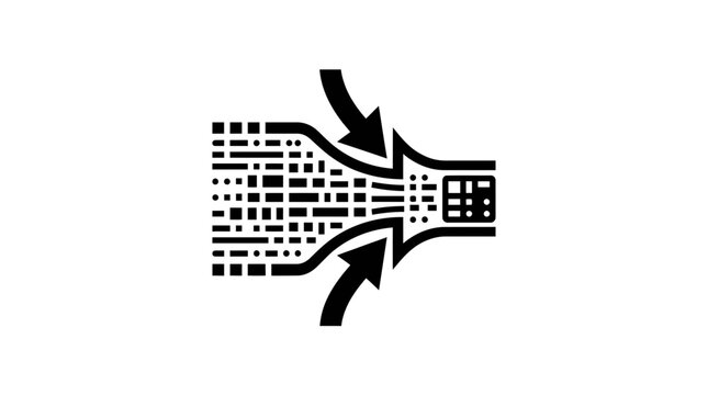 Data flow compression icon, digital information processing, abstract representation