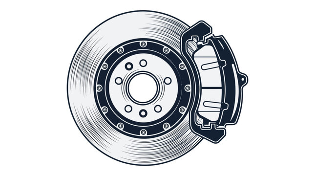 Car brake disc and caliper assembly illustration.