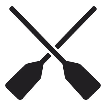 Two crossed oars for rowing boats and water sports equipment icon