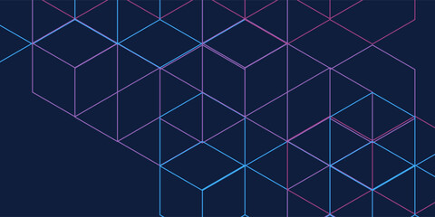 Geometric background with isometric digital blocks. Blockchain concept and modern technology modern abstract art © Gufron