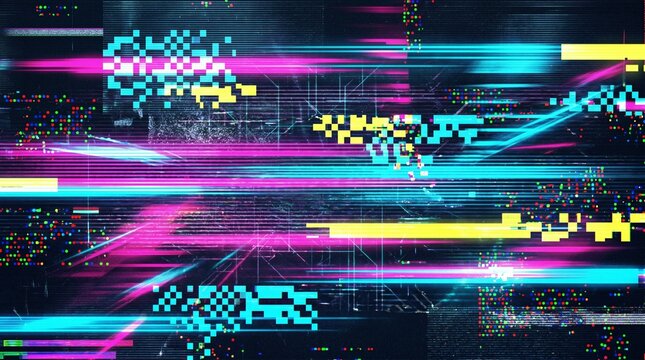 Vibrant neon lines streak across a dark futuristic digital screen display