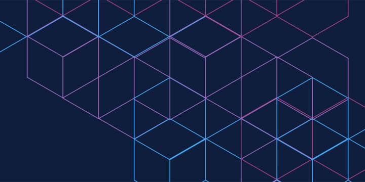 Geometric background with isometric digital blocks. Blockchain concept and modern technology modern abstract art