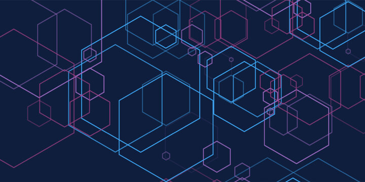Modern geometric background with isometric digital blocks. Blockchain concept and modern technology simple abstract design