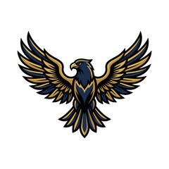 Obraz premium Powerful eagle with spread wings in a dark emblem.