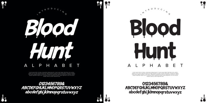 Blood Hunt slasher movie style dripping font for crime thriller and dark narrative projects