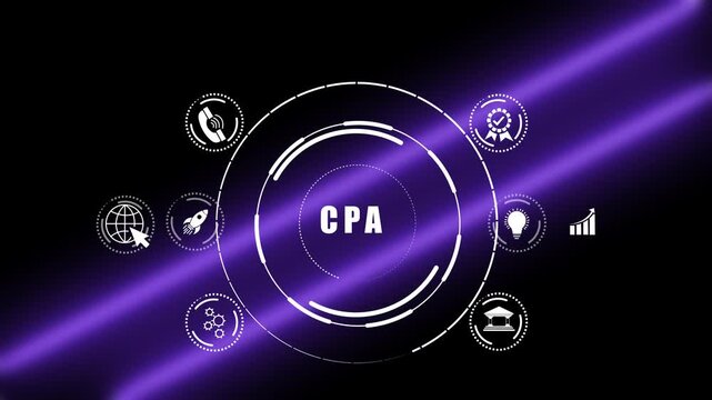 Futuristic Neon Interface for Certified Public Accountant CPA and Wealth Growth Forecasting 4K Animation Video