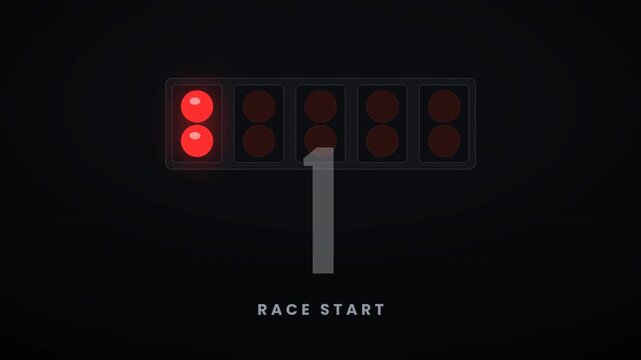 Race start countdown in black background 