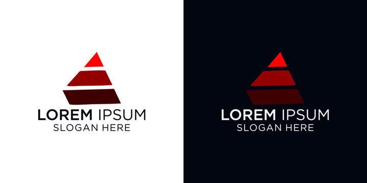 Abstract pyramid logo template, corporate letter A geometric financial icon