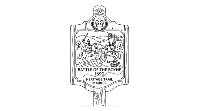 Battle of the Boyne 1690 Heritage Trail Marker - Historical Illustration