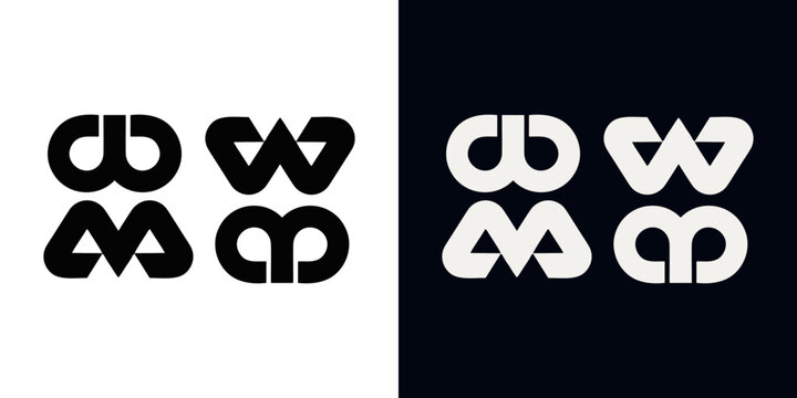 Abstract letter W M B D monogram logo icon set, modern infinity loop typography concept