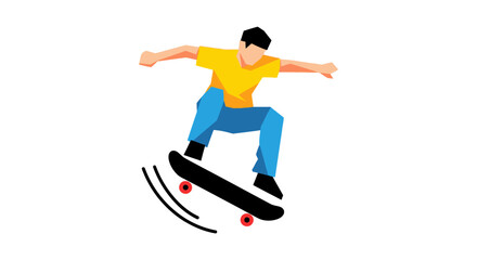 Fototapeta premium Skateboarder Performing Trick on White Background