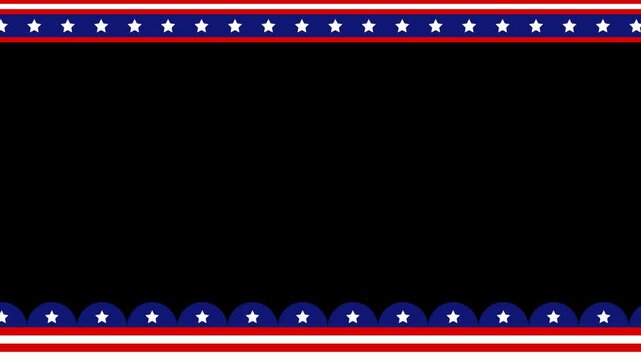 animation border America with stripes  and transparent background for element design