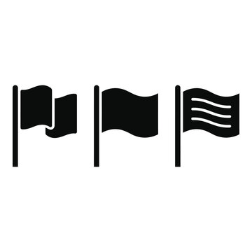 Black flags on poles waving in the wind simple icons icon