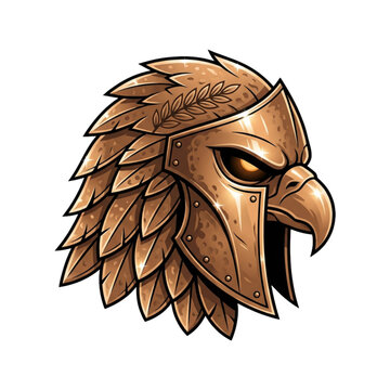 Warrior Eagle Emblem: A bronze eagle head adorned with a warrior helmet and laurel wreath, embodying strength, power, and victory. An iconic symbol of courage and leadership.