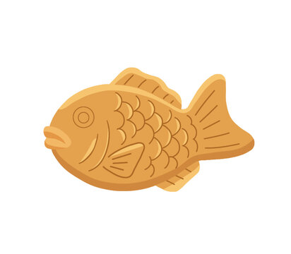 Traditional japanese taiyaki fish shaped cake vector illustration
