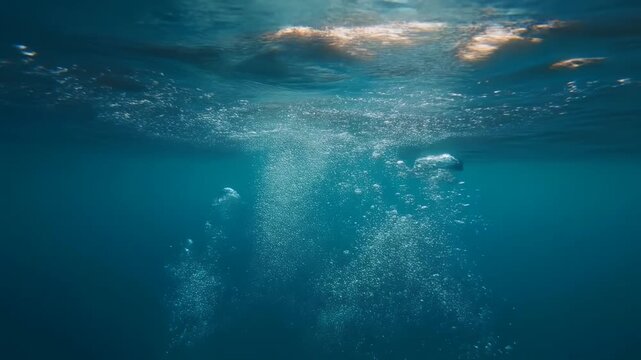 光を受けて揺らめく透明な水流