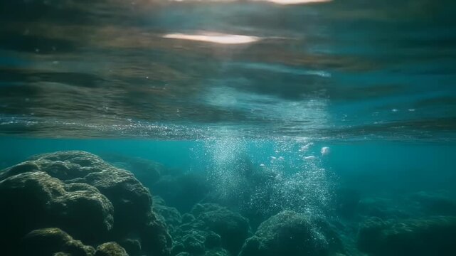 光を受けて揺らめく透明な水流