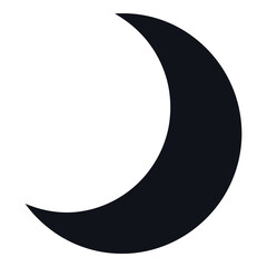 Crescent moon shape in dark gray color  simple lunar symbol icon © nirob
