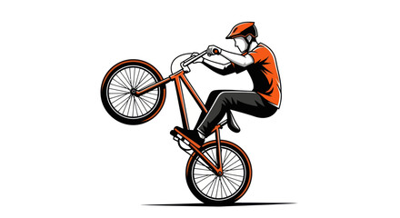 Obraz premium Man performing a bicycle wheelie