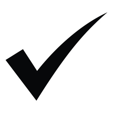 Large black check mark symbol for approval and confirmation purposes only icon
