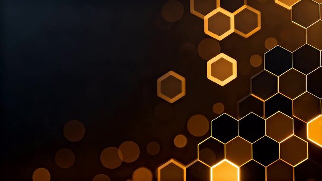 Golden hexagon pattern on dark background