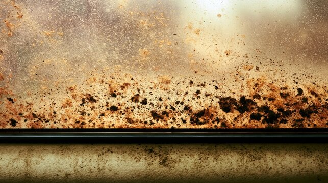 Close-up of a dirty, grimy window with splattered debris and textured grime