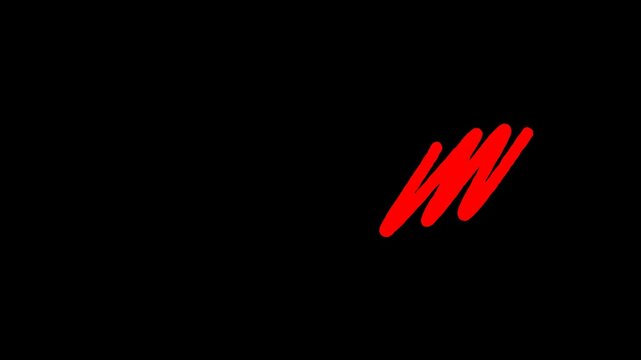 Red, hand, drawn, scribble, line, animation, on, Alpha channel, artistic, marker, doodle, creative, highlight, element, emphasis, symbol, motion, graphic, for, education, professional, asset.