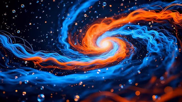 Colorful cosmic swirl with glowing orbs