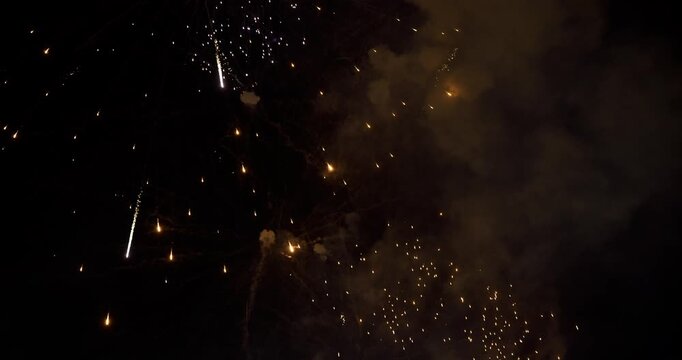 Fireworks Launching and Bursting Over Night Sky In Provo Utah