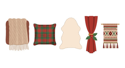 Set of cozy home interior decor elements for winter and Christmas holidays. © Brian Jack