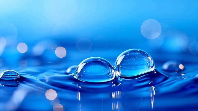 Water droplets on blue surface
