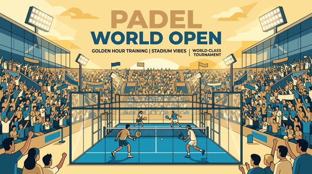 Padel World Open Sports Tournament With Enthusiastic Crowd Cheering