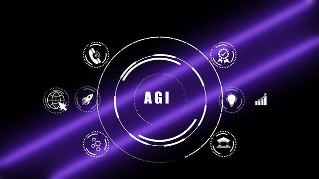 Futuristic Neon Interface for Artificial General Intelligence AGI, Code Visualizations, and Deep Learning 4K Animation Video