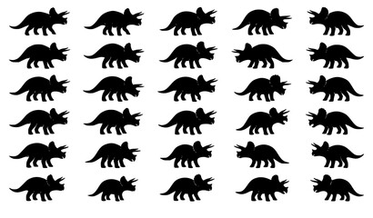 Triceratops Dinosaur Silhouette Vector Collection Prehistoric Animal Set © sobuj