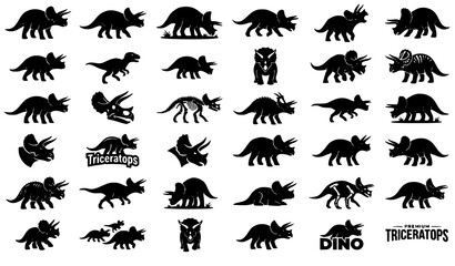 Premium Triceratops Dinosaur Silhouette Vector Illustration Pack © sobuj