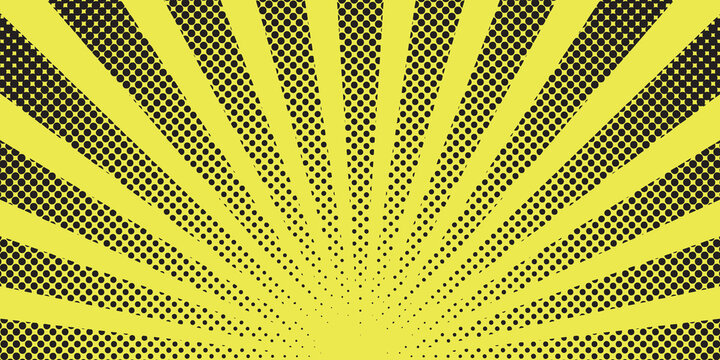 Yellow Comic Book Style Radial Burst Background Illustration